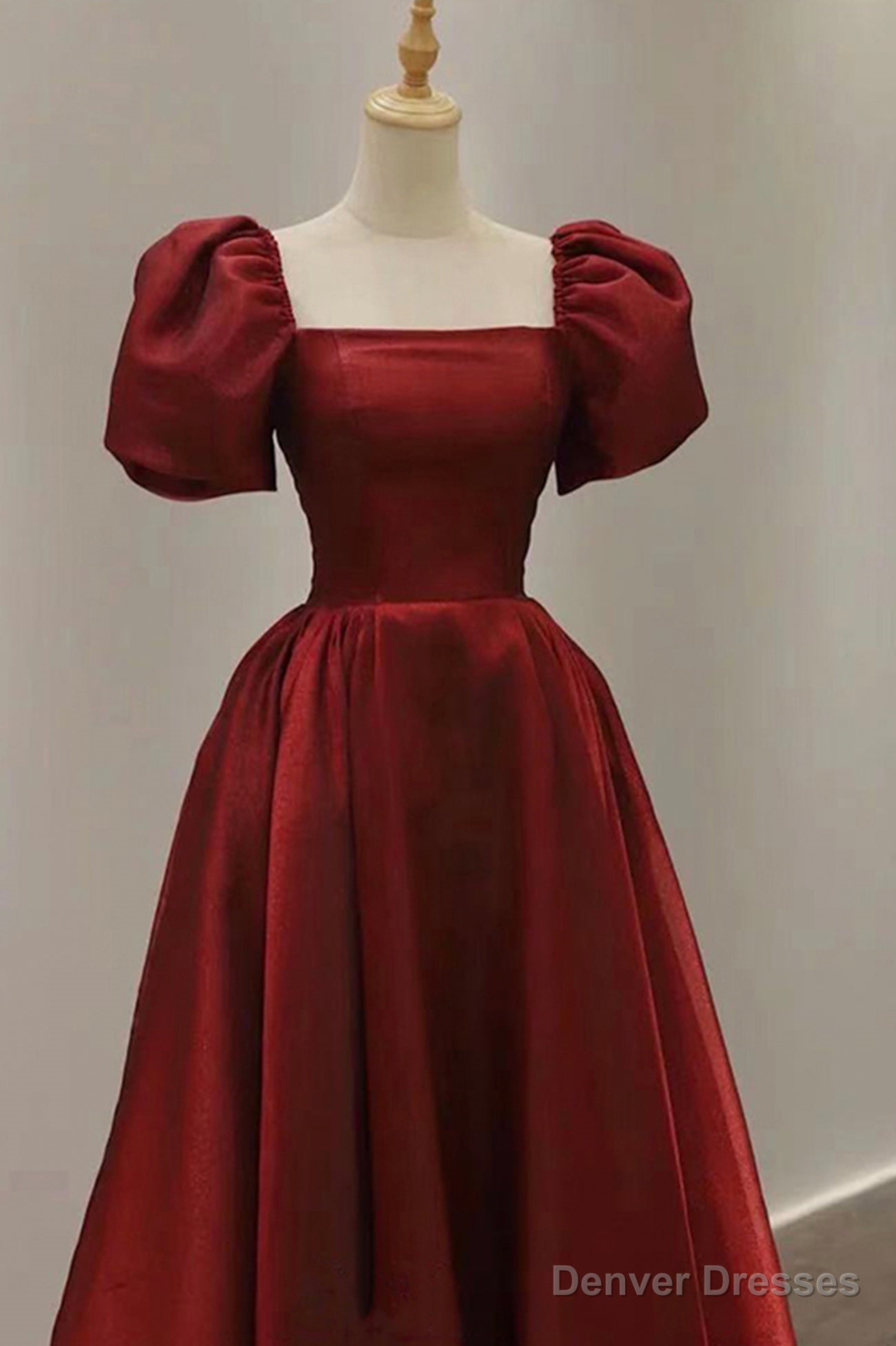 Burgundy A Line Short Prom Dress, Cute Evening Dress Secondary image