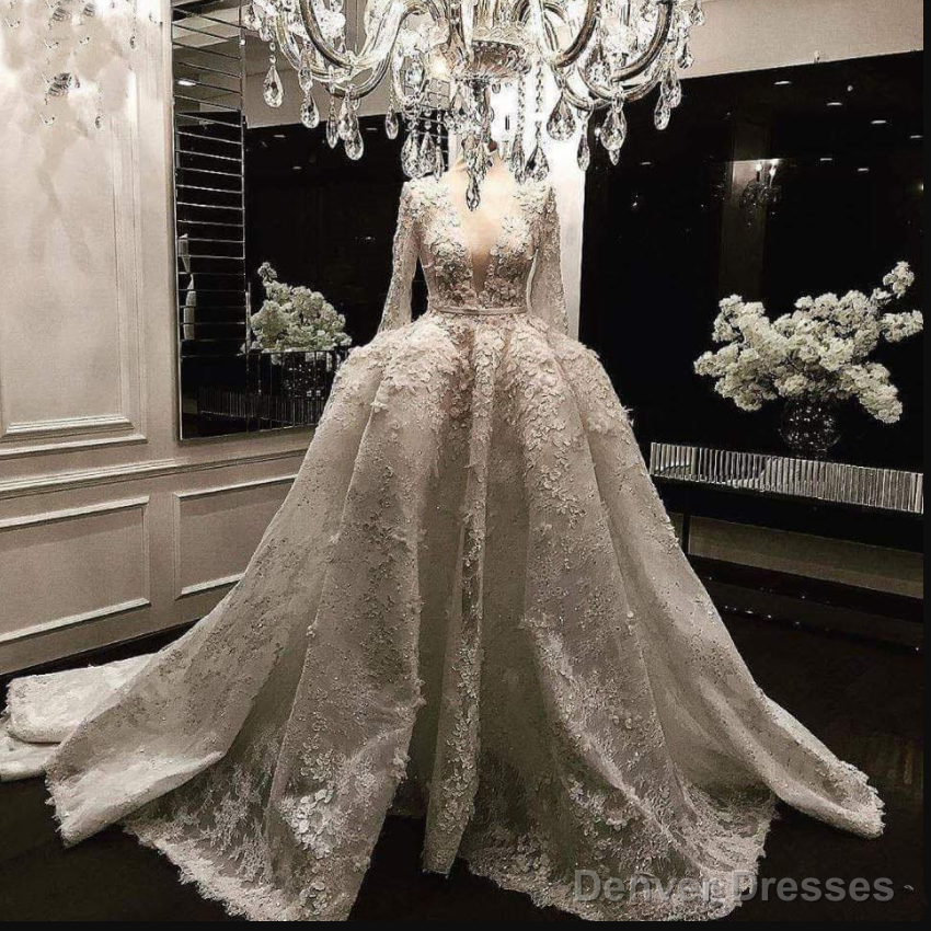 Vestido De Noiva 2025 Lace Long Sleeves Ball Gown Wedding Dresses, Appliques Dubai Arabia Bride Dress, Princess Wedding Gowns Main image