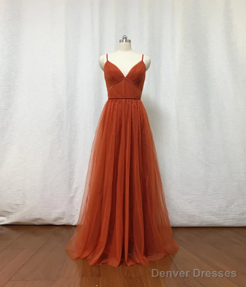 Bridesmaid Dresses, Burnt Tulle Bridesmaid Dress, 2025 Spaghetti Straps Boho Main image