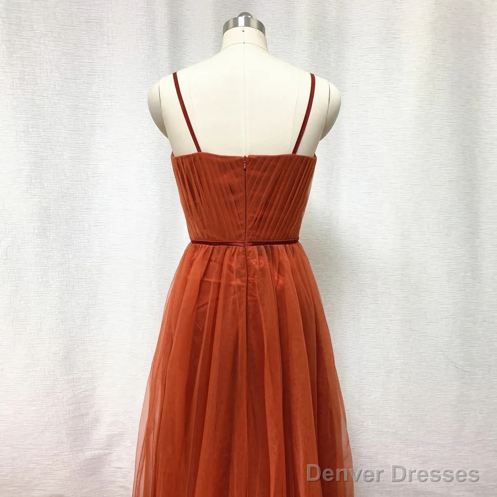 Bridesmaid Dresses, Burnt Tulle Bridesmaid Dress, 2025 Spaghetti Straps Boho