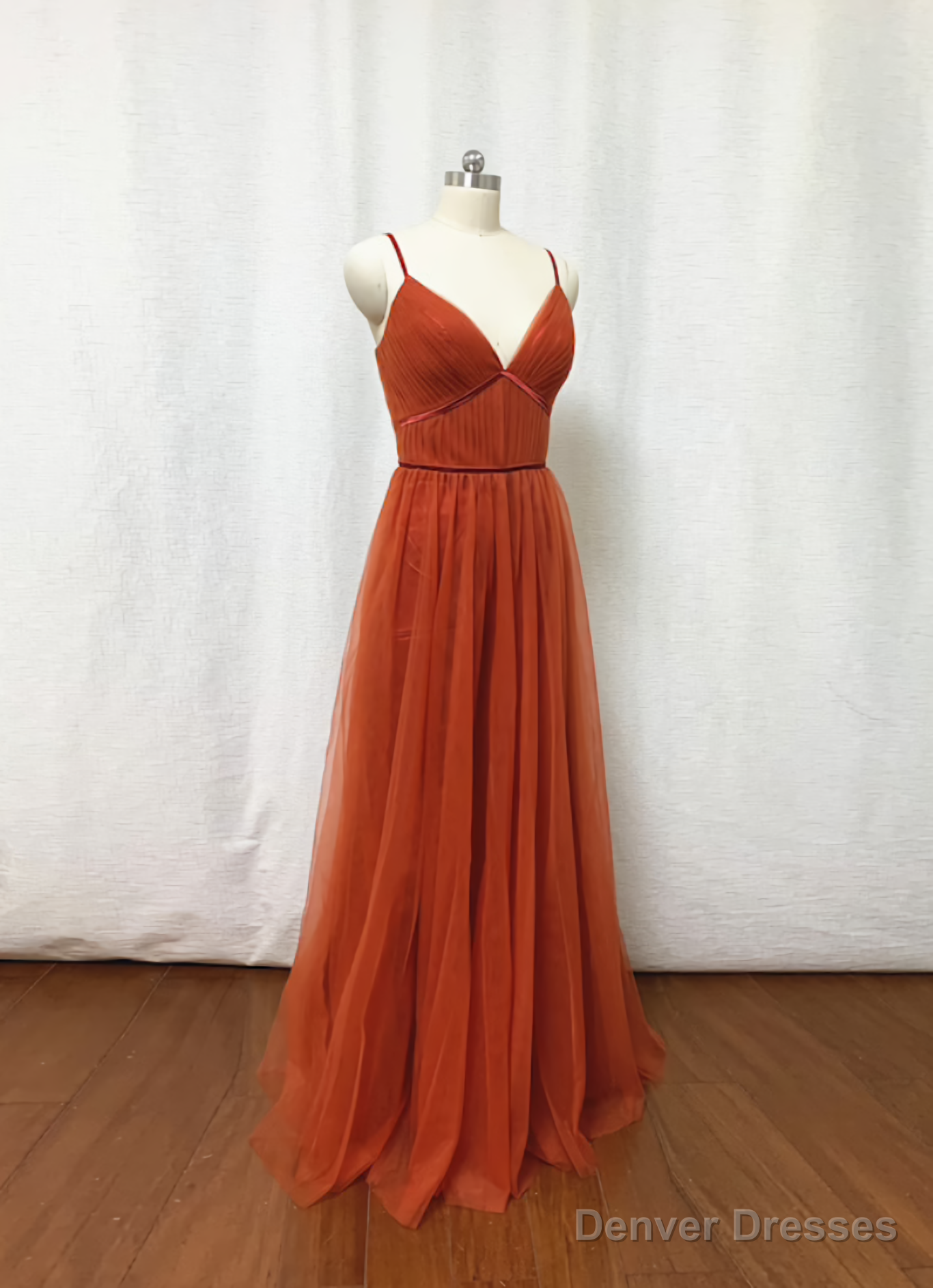 Bridesmaid Dresses, Burnt Tulle Bridesmaid Dress, 2025 Spaghetti Straps Boho Secondary image