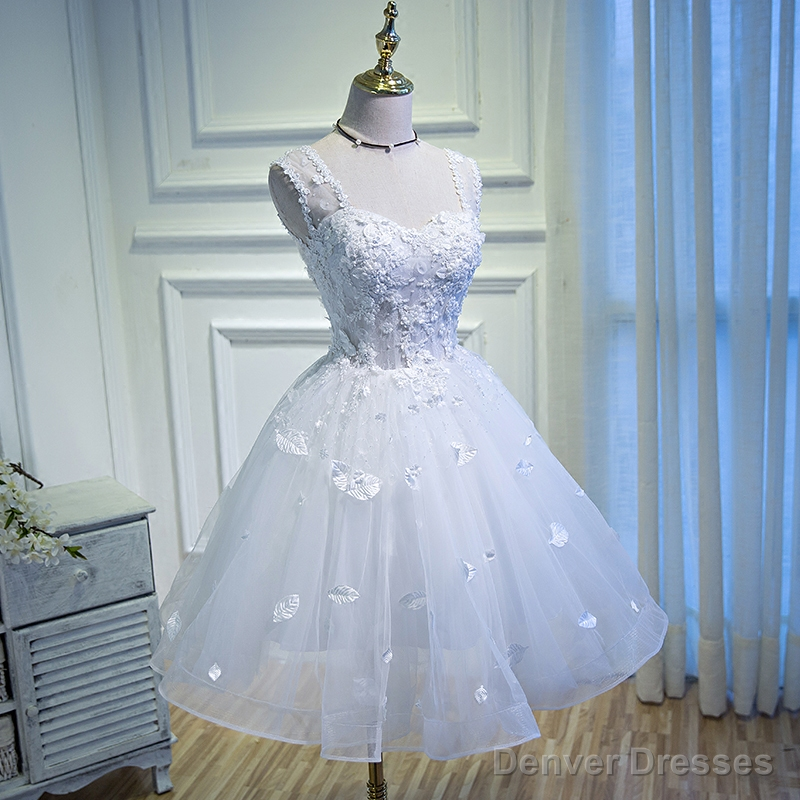 Beautiful Homecoming Dresses, Sweet 16 Dress, White Homecoming Dress, Cute Cocktail Dress