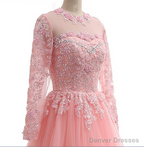 of Appliques long neck O a line long veils Evening Dresses