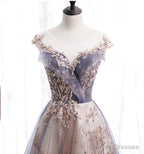 Cute Tulle Sequins Long Prom Dress, Evening Dress