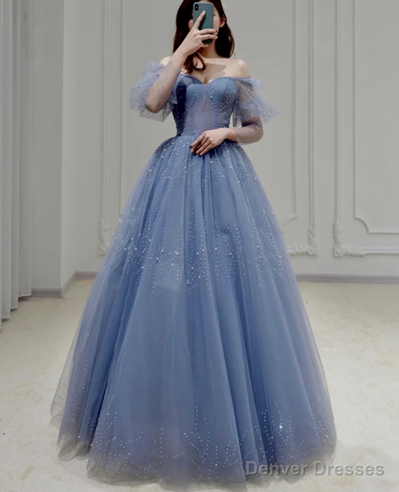 Prom Dresses, High End Atmosphere Puff Sleeve Bridal Dress, Long Sleeve Banquet Evening Dress, Fairy Thin Puff Skirt
