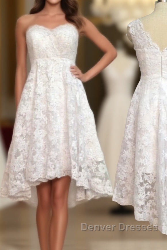 Pretty Lace High Low Short Beautiful Short For Teens Cheap Prom Dress