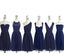 Short Navy Blue Chiffon Mismatch Maid Of Honor Girls Group In Knee Length Simple Prom Dresses