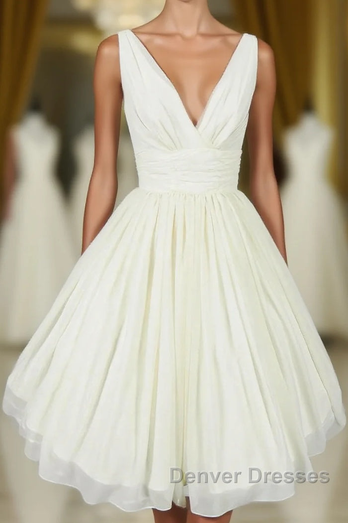 New Arrival V Neck Ivory Simple Short The Charming Chiffon Heomcoming For Homecoming Dress Main image