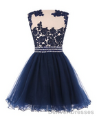 Navy Blue Lace Short With Waist Beadings Royal Blue Custom Made Mini Length Women Skirt Prom Dress