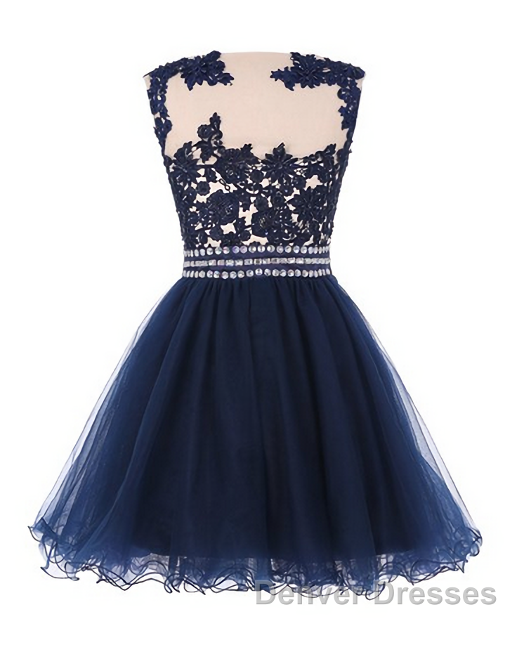 Navy Blue Lace Short With Waist Beadings Royal Blue Custom Made Mini Length Women Skirt Prom Dress