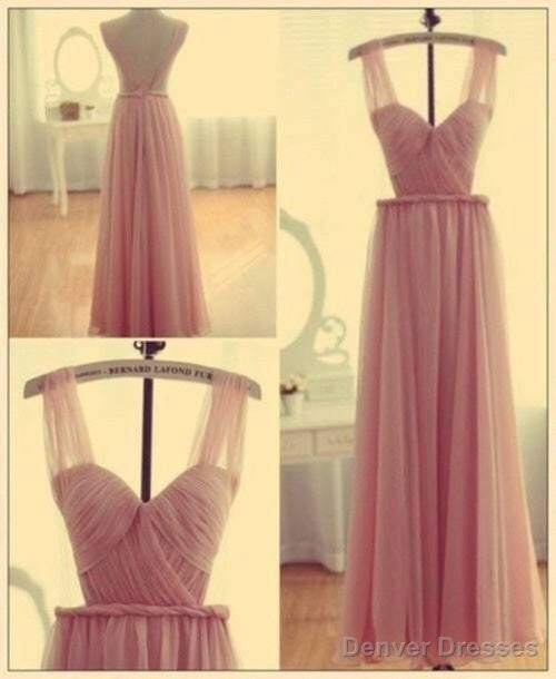 Pink Bridesmaid Gown Backless Chiffon Simple Bridesmaid Dress, Cheap Straps Prom Dress Secondary image