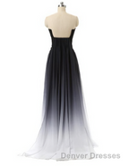 Hot Sales Navy Blue Ombre Gradient Chiffon Long Black Belt Ombre Black Gradient Custom Made Cheap Women Prom Dress