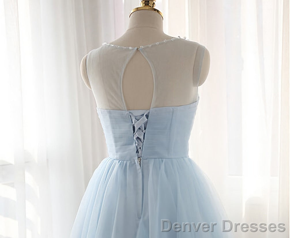 Simple Light Blue Short Tulle Elegant Charming Homecoming Dresses Secondary image