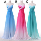 Pretty Pink Sweetheart Long Gradient Chiffon Elegant Prom Dress