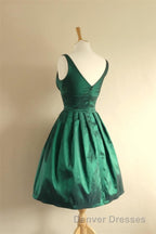 V Neck Green Short Handmade Charming Homecming Simple Homecoming Dress