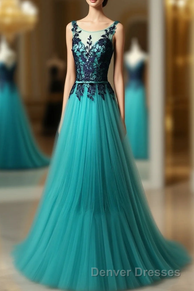 Top Selling Long Open Back Navy Blue Lace Long Women Modest Elegant Prom Dress Main image