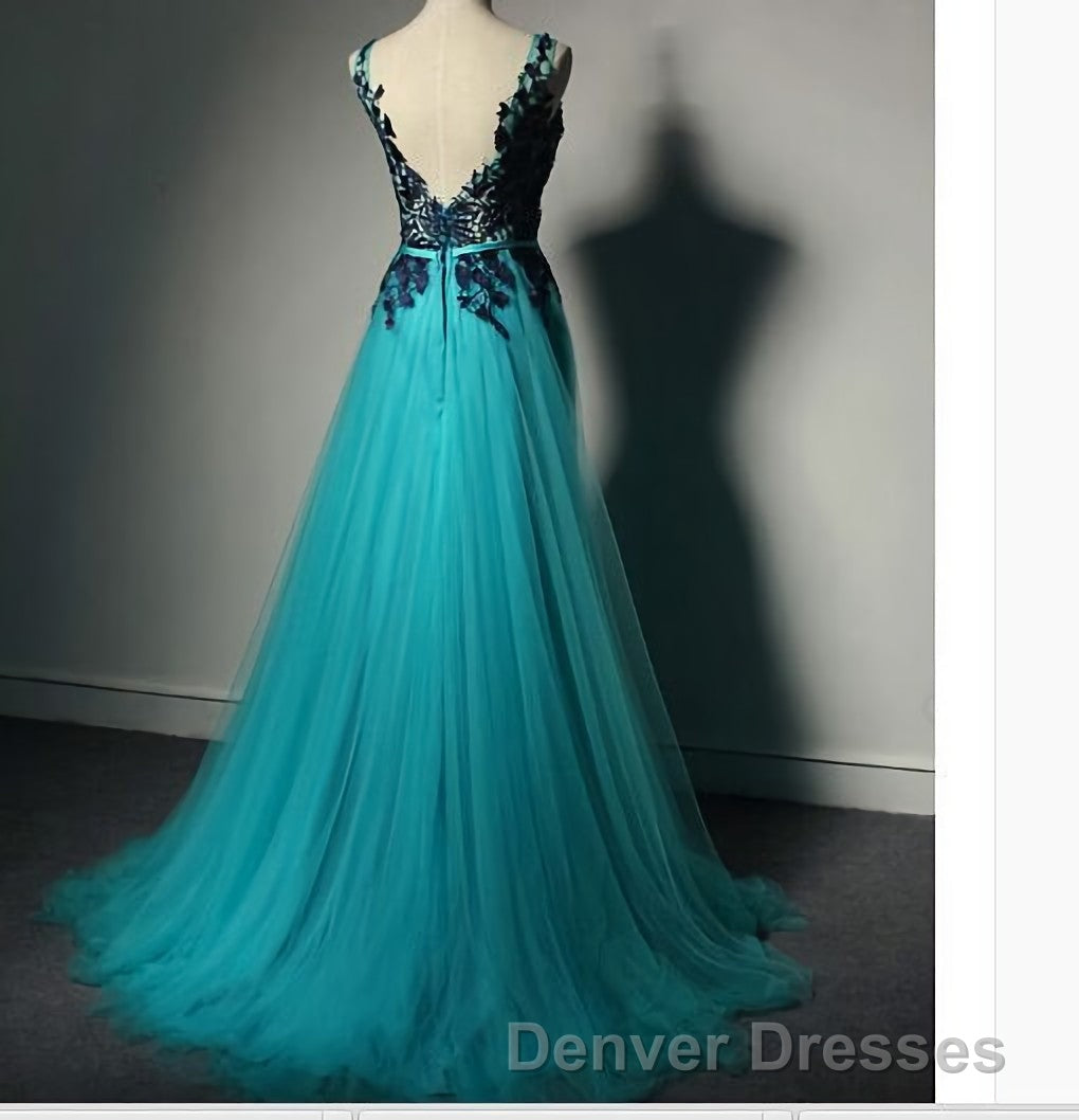 Top Selling Long Open Back Navy Blue Lace Long Women Modest Elegant Prom Dress Secondary image
