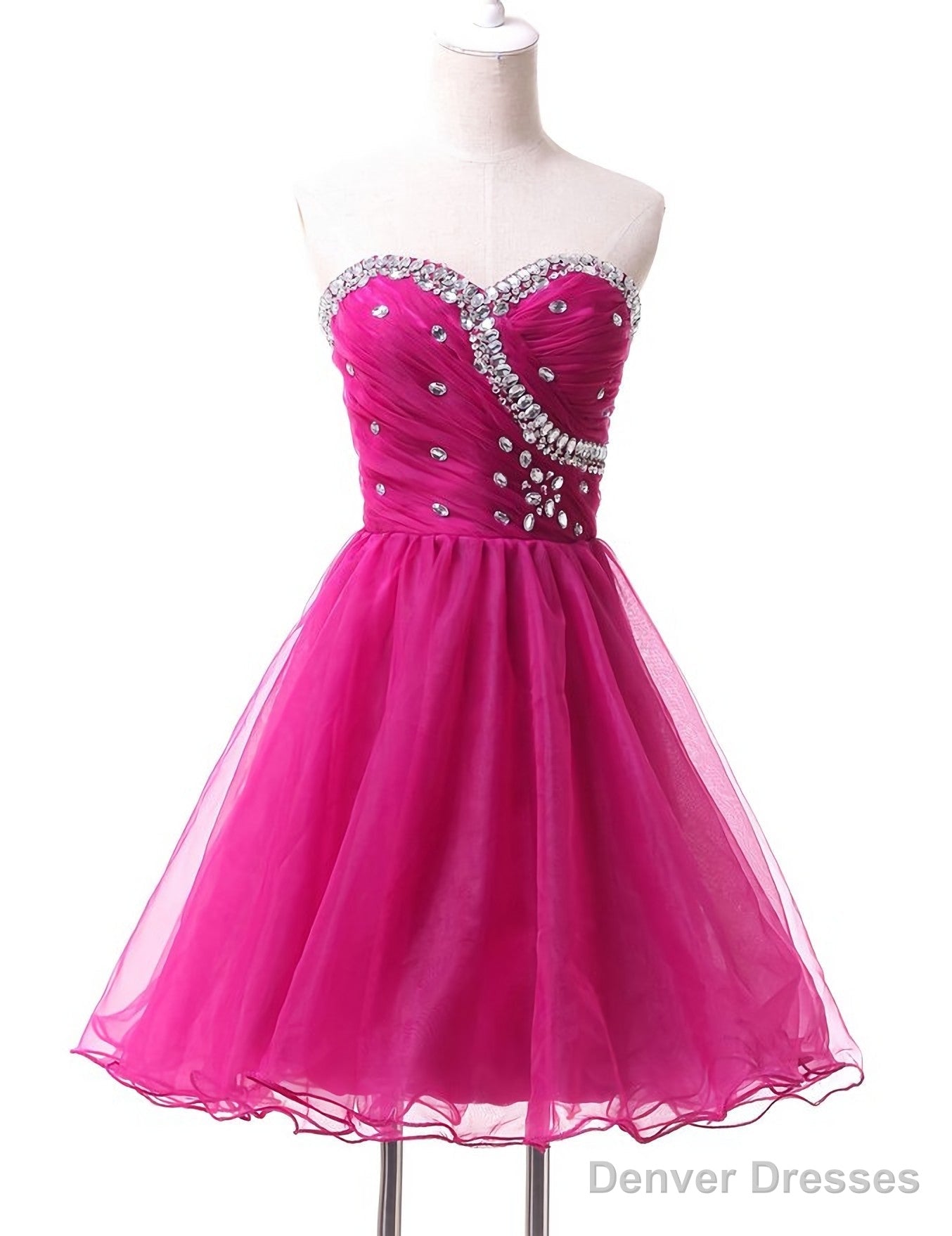 Hot Pink Cute Tulle Short Homecoming Dresses Main image