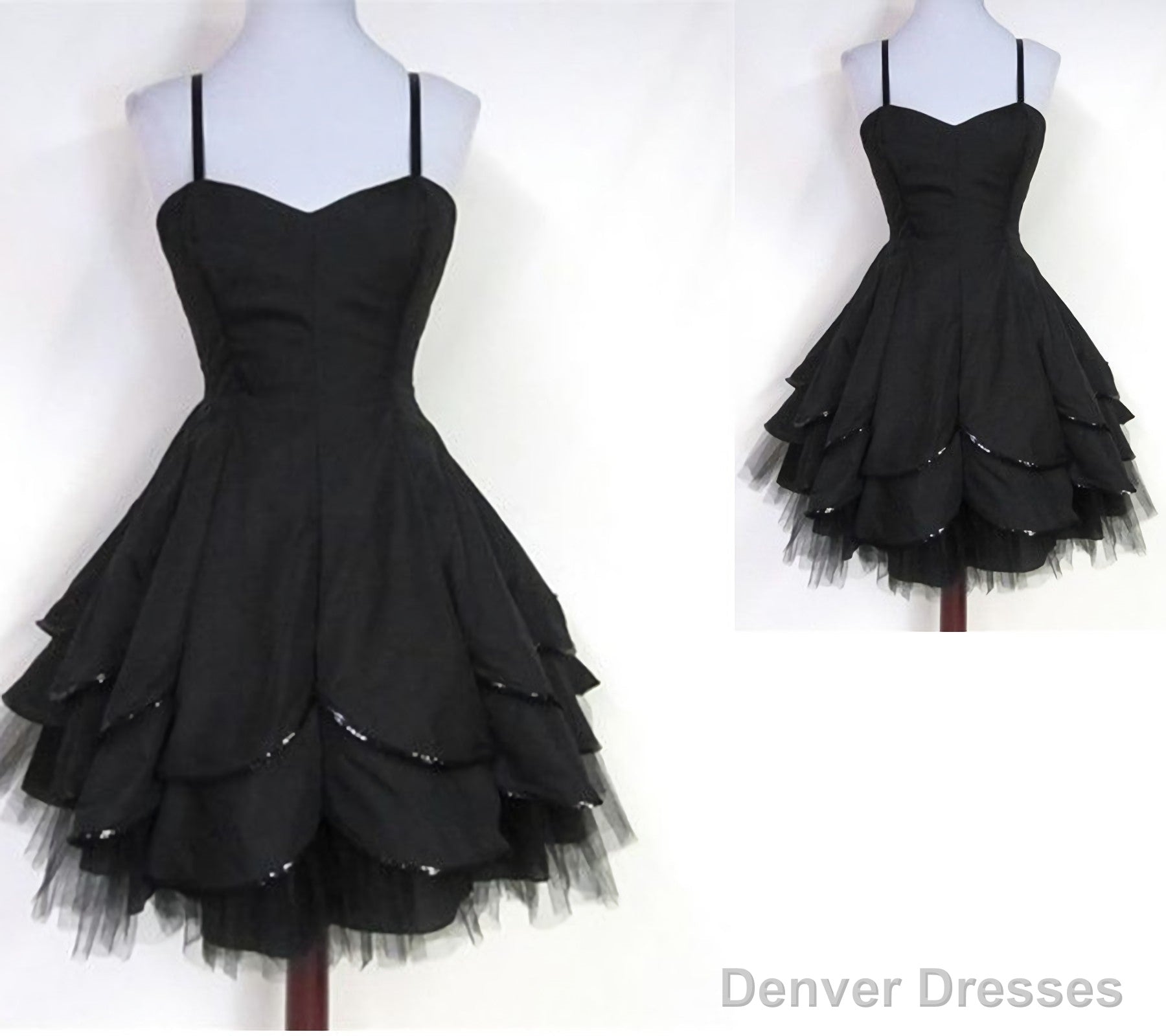 Black Tulle Spaghetti Straps Short Sweet 16 Modest For Teens Homecoming Dresses Secondary image