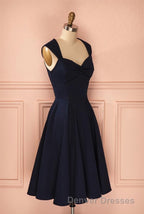 Vintage Simple Short Navy Blue Elegant Handmade Homecoing Homecoming Dress