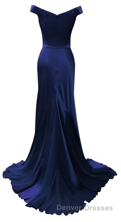 red mermaid off shoulder navy blue prom Dress mermaid satin backless charming formal evening gowns 2024 party Dress
