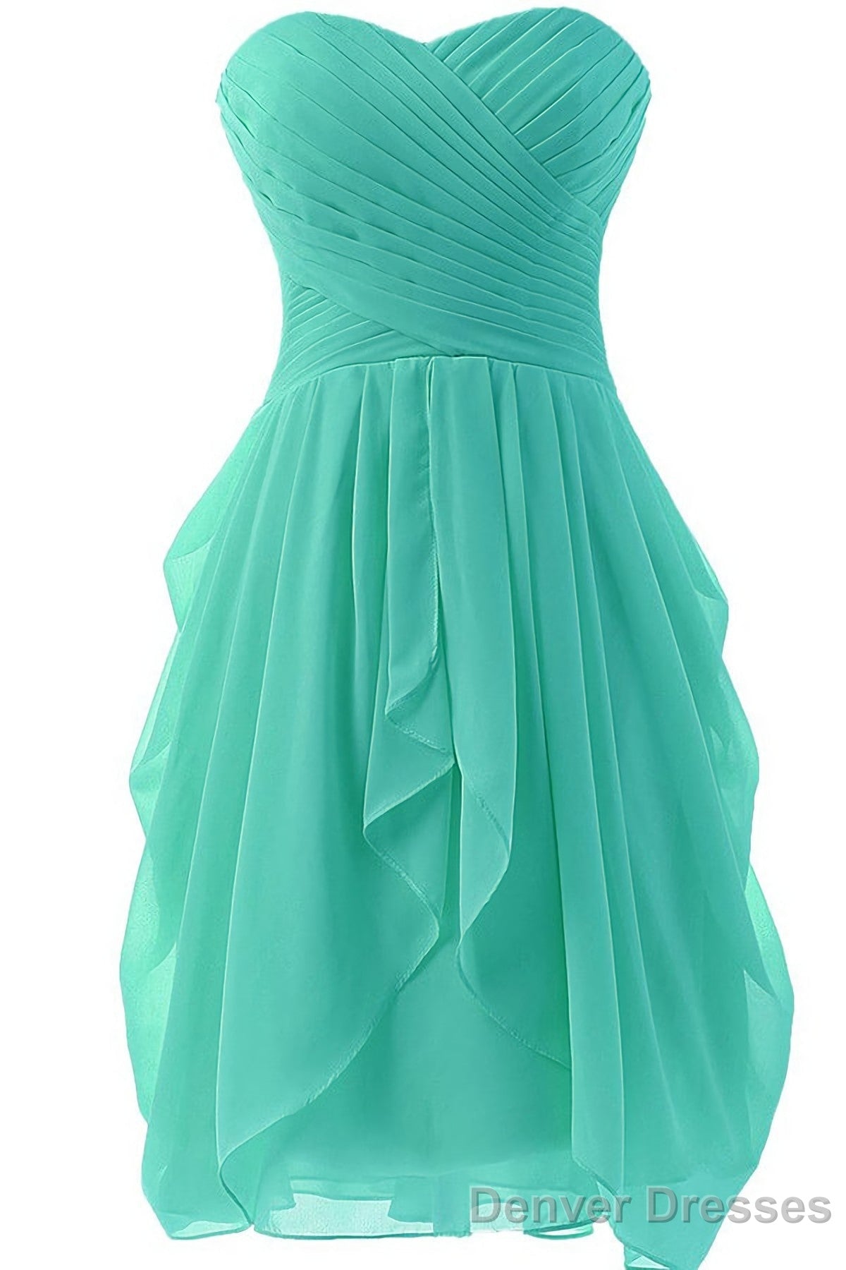 Mint A Line Sweetheart Ruffles Short Front High Low Short Prom Dresses