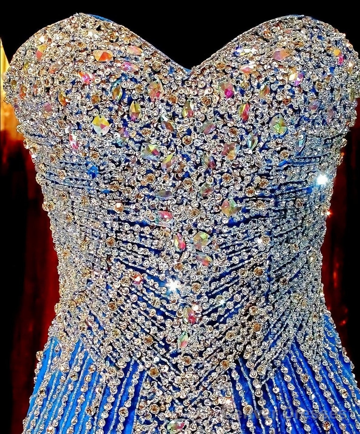 Royal Blue Prom Dresses, Royal Blue Prom Dress, Silver Beaded Formal Gown Mermaid Beadings Prom Dresses, Evening Gowns Tulle Formal Gown For Senior Teens Secondary image