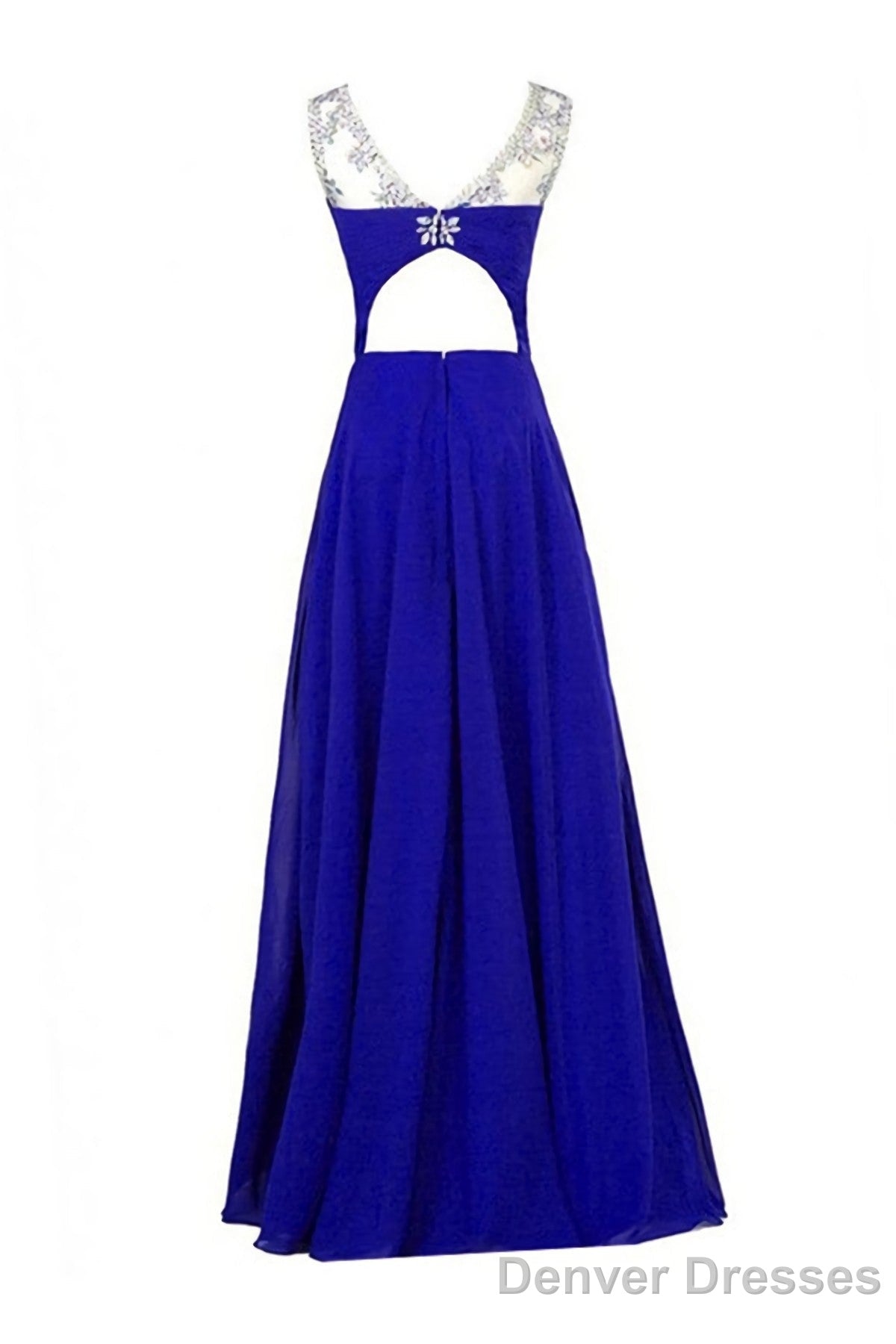 Chiffon Roayl Blue Beading High Low Handmade Simple For Teens Prom Dresses Secondary image