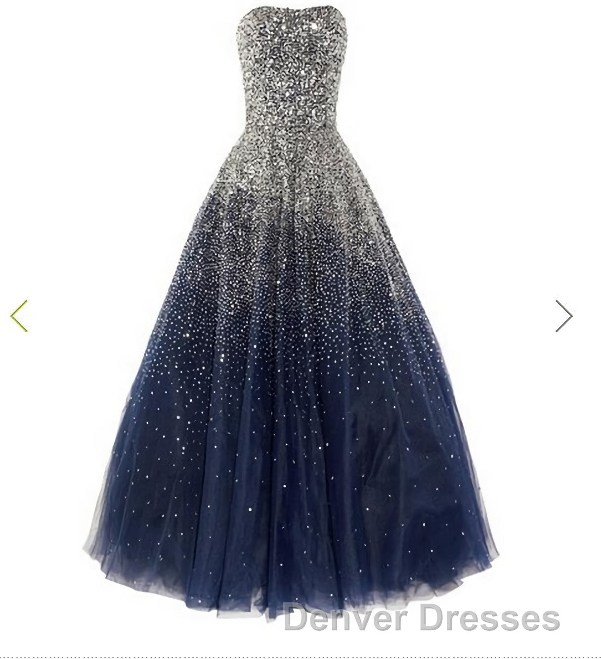 A Line Navy Blue Beading Tulle Prom Dress Secondary image