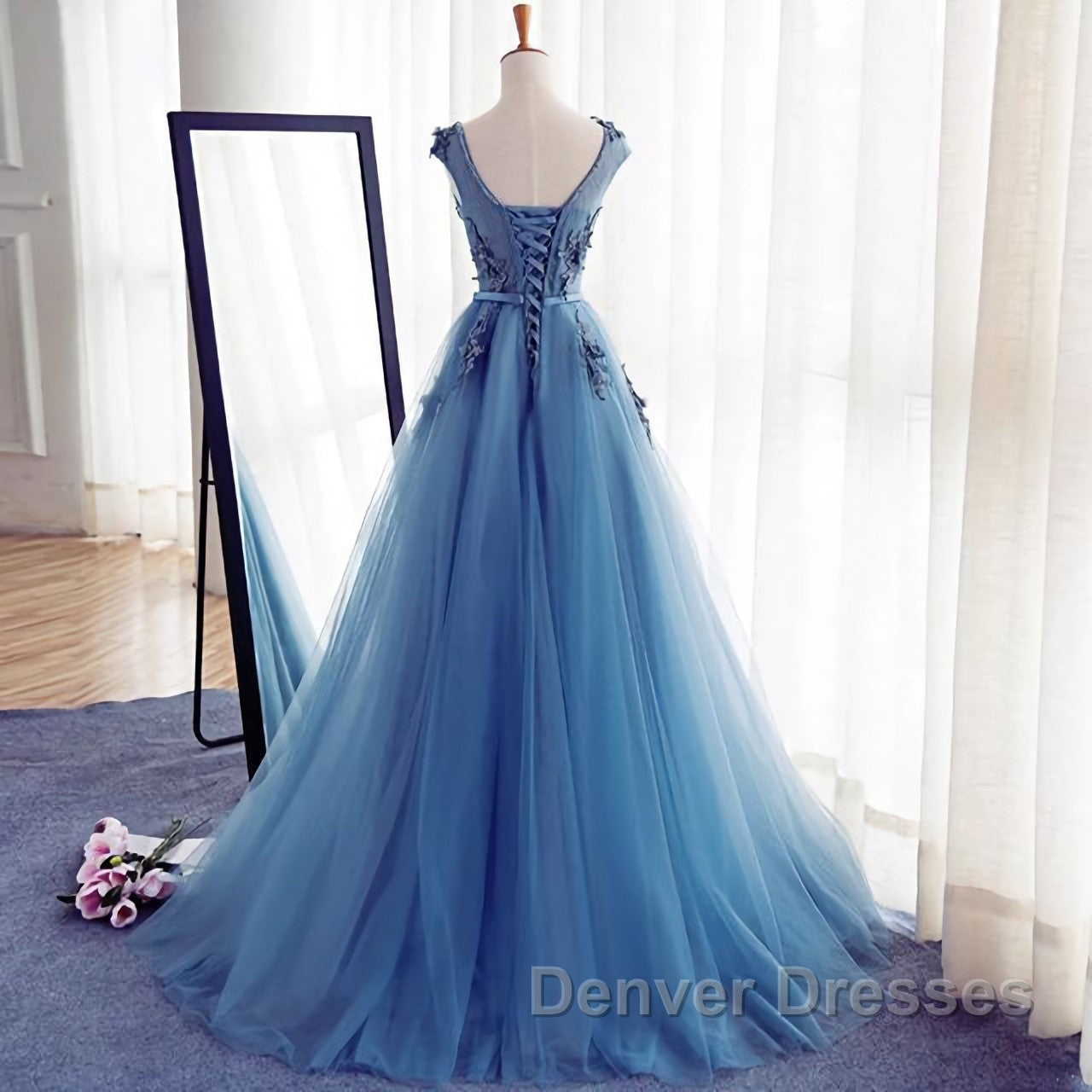 A Line Flowers Long Charming Women Prom Dress
