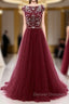 Burgundy Wine Red Beading Long Sexy Prom Dress
