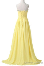 Sweetheart Long Yellow Chiffon Beaded Pregnant High Low For Teens Simple Bridesmaid Dresses