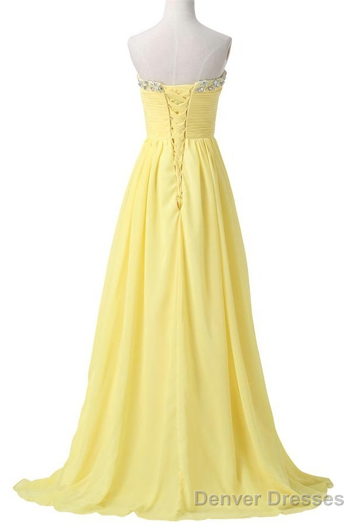Sweetheart Long Yellow Chiffon Beaded Pregnant High Low For Teens Simple Bridesmaid Dresses