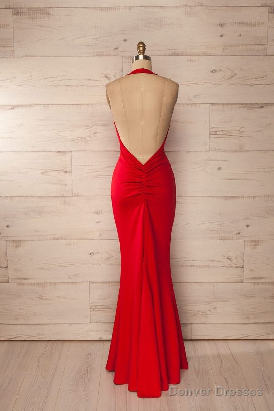 red fitted halter maxi dress red prom dress backless formal evening dress for woman Secondary image