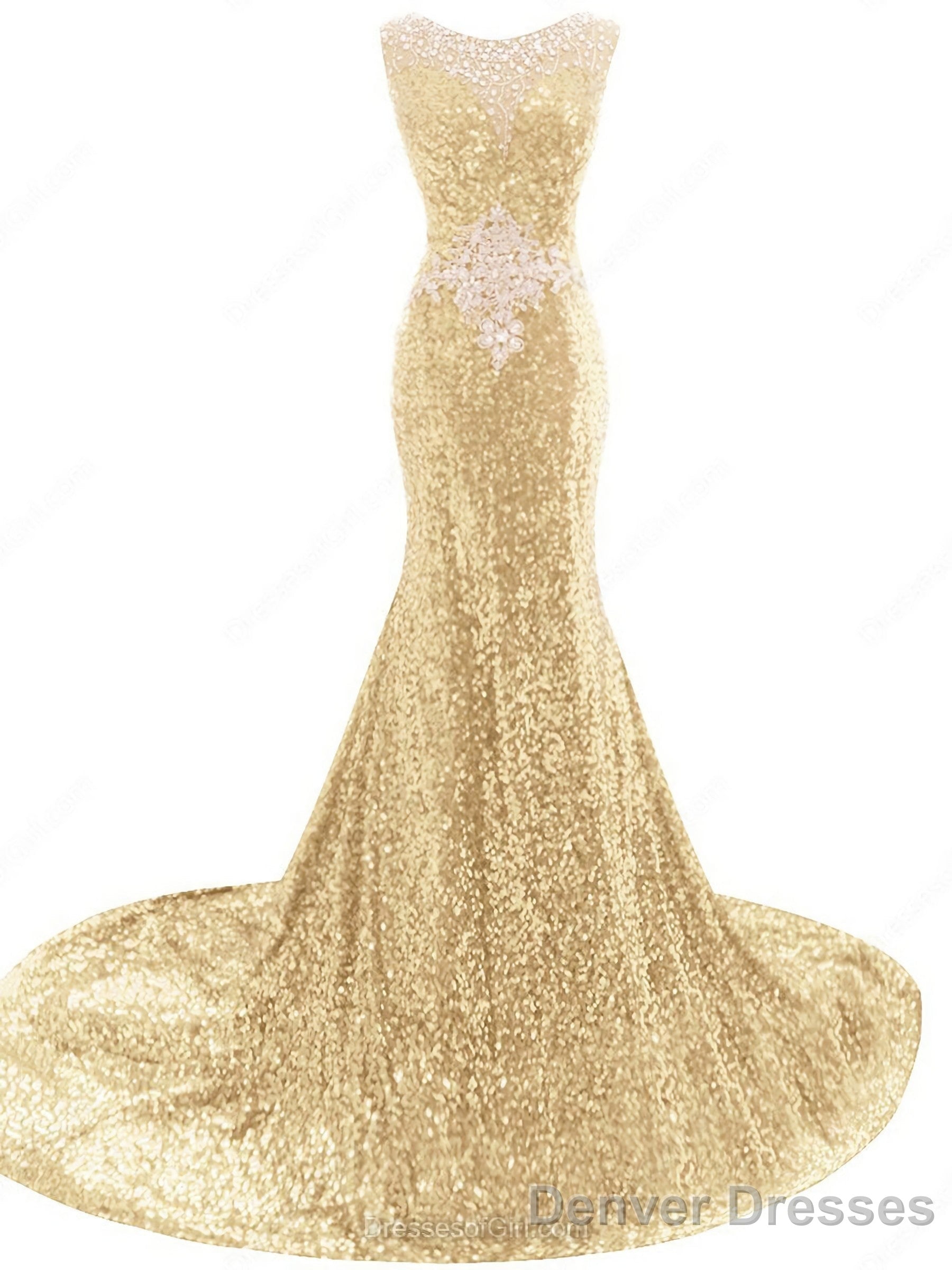 Sequins Court Train Crystal Detailing Trumpet Mermaid Sexy Beading Prom Dresses Main image