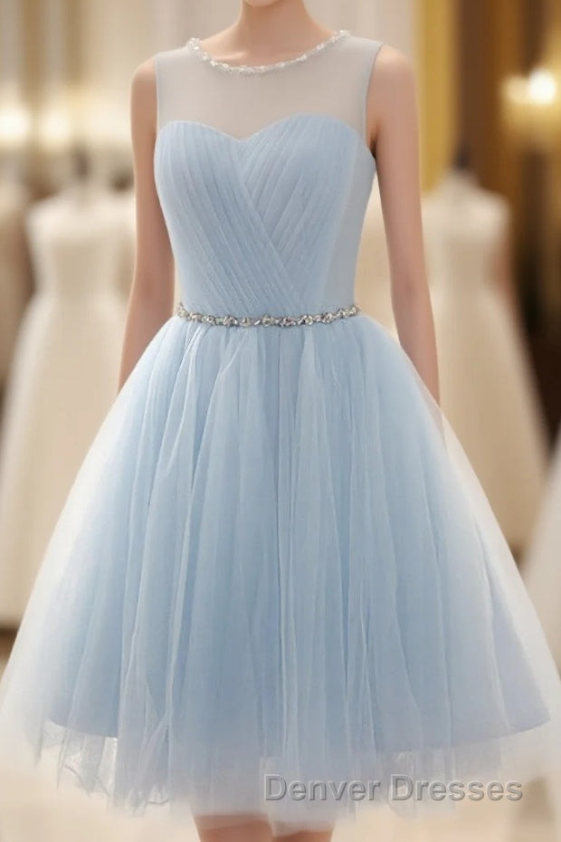 Tulle Short Charming Short Light Blue Cute Prom Dress