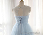 Tulle Short Charming Short Light Blue Cute Prom Dress