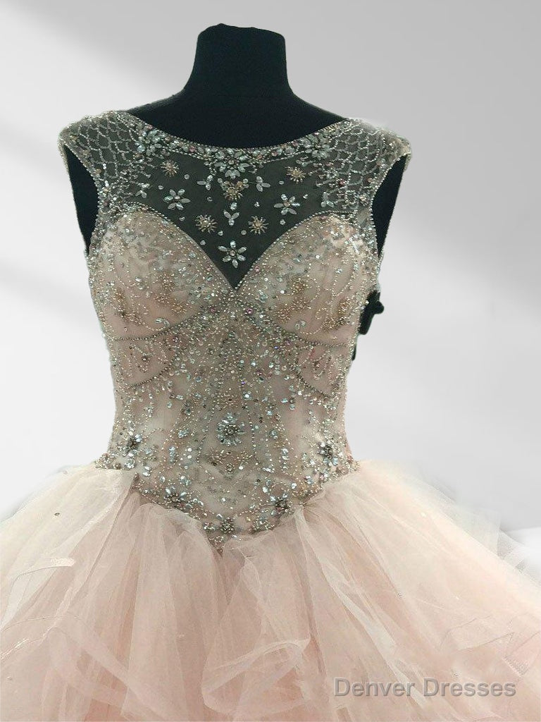 Prom Ball Gown See Through Neck Tulle Light Pink Quinceanera Dresses Secondary image