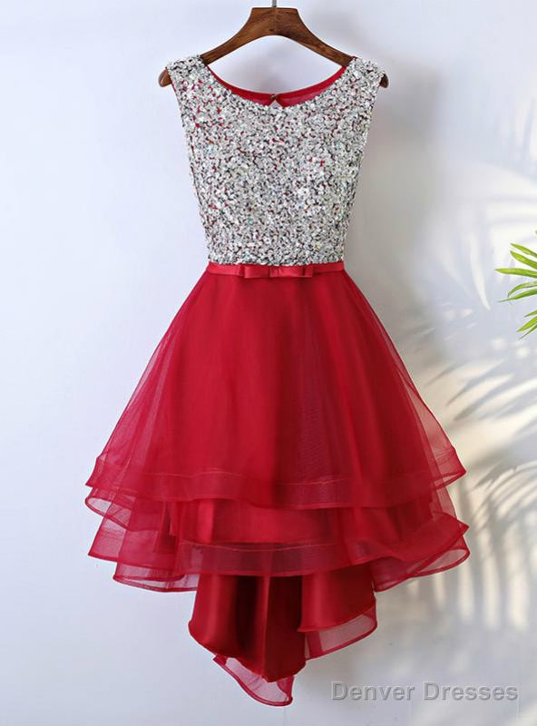 Prom Dress Juniors Homecoming Dresses A-line Scoop Asymmetrical Main image