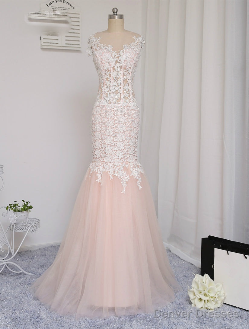 Prom Dresses Mermaid See Through Tulle Appliques Lace Long Prom Gown Main image