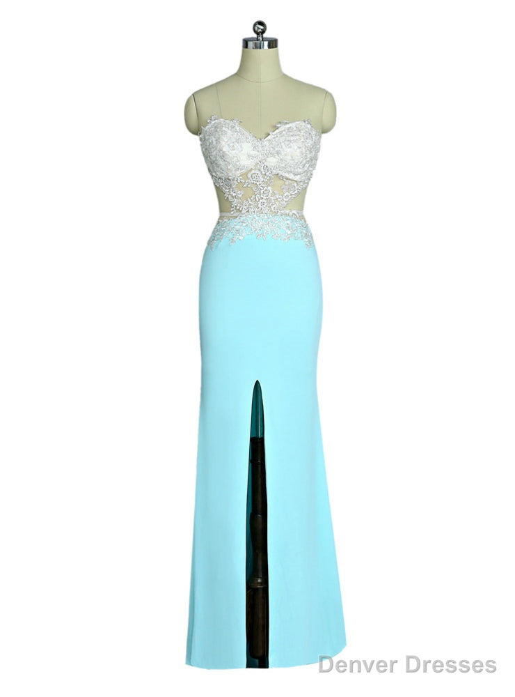 Prom Dresses Mermaid Sweetheart Lace Slit Sexy Open Back Women Long Evening Dresses Main image