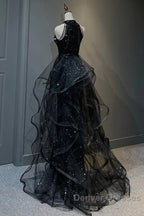 Prom Dress Sparkle & Shine Dress Wedding Partysleeveless Halter Wednesday Addams Family Sequined With Crystals Sequin Ruffles