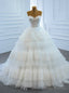 Prom Season White Ball Gown Tulle Sweetheart Pleats Tiers Wedding Dress