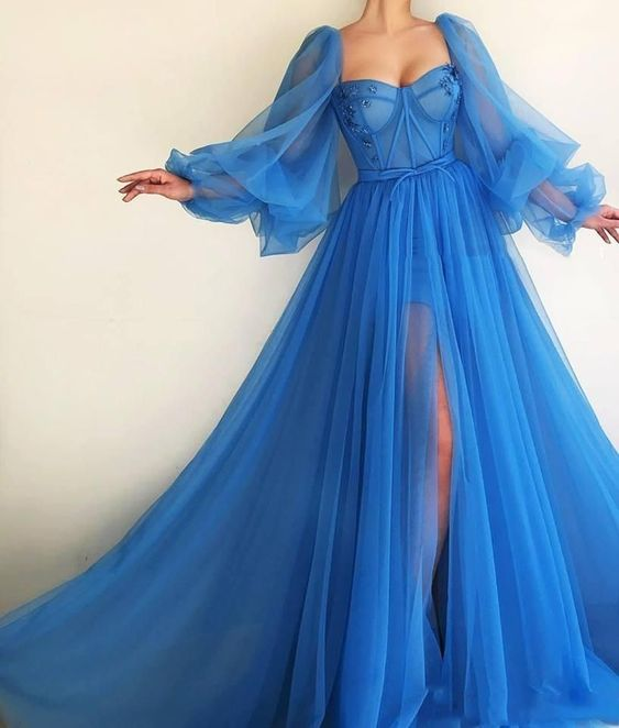Purple Elegant Tulle Long Formal Prom Dress Evening Gown Party Dress Secondary image