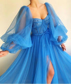 Purple Elegant Tulle Long Formal Prom Dress Evening Gown Party Dress