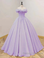 Purple A-Line Off Shoulder Long Ball Dress Purple Dress Prom Dress