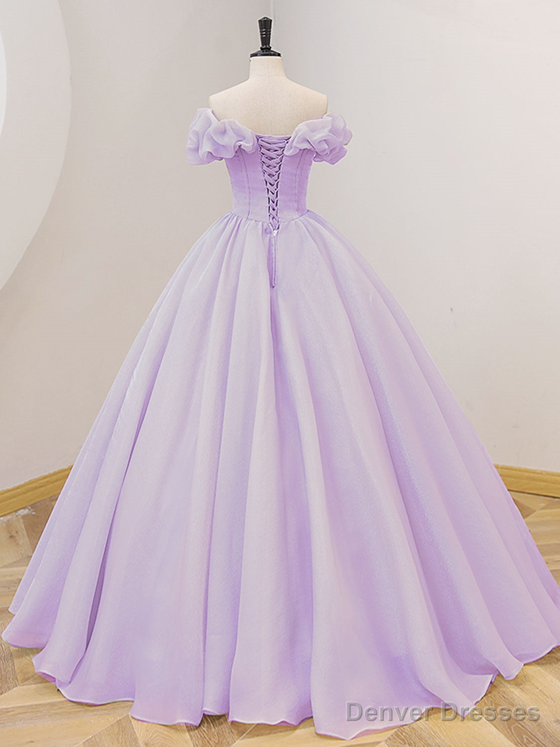 Purple A-Line Off Shoulder Long Prom Dresses, Purple Sweet 16 Dress Secondary image