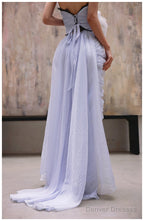 Purple A-Line Strapless Chiffon Pleated Long Prom Dress Chic Lace Graduation Prom Dress