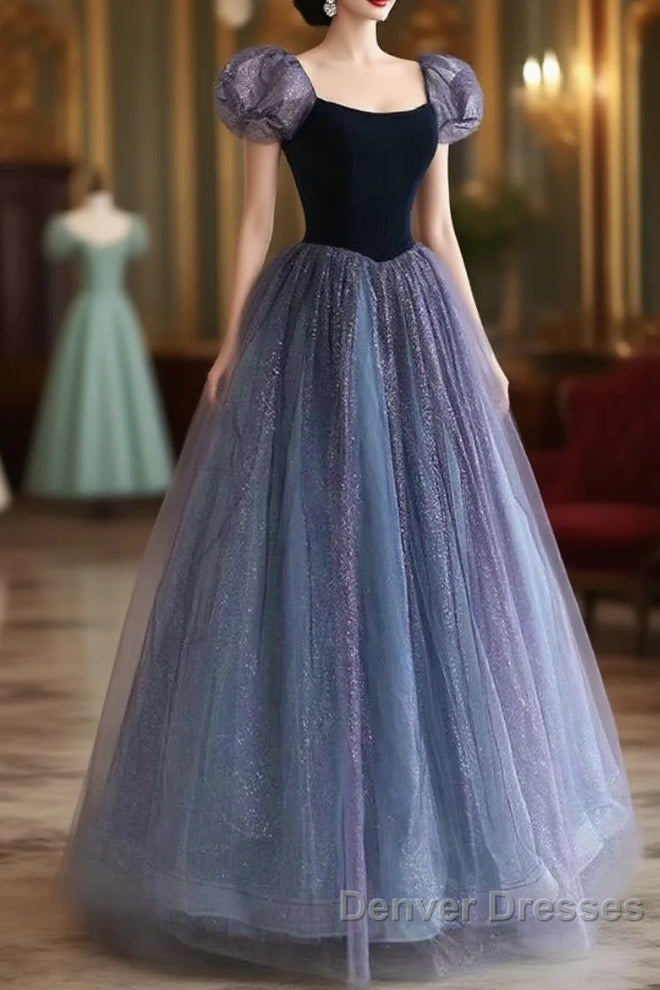 Purple A-Line Tulle Long Prom Dress, Purple Formal Dress