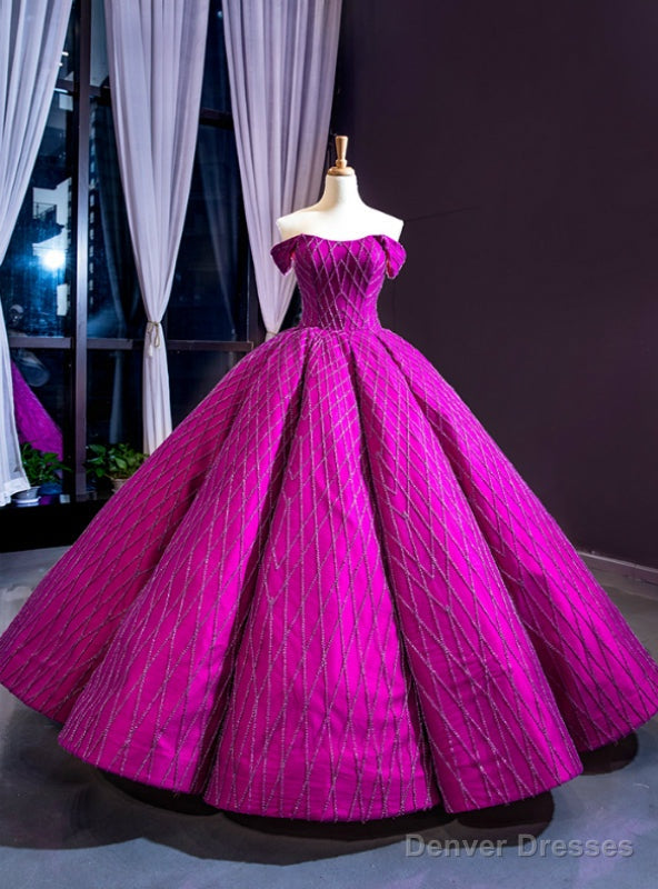 Purple Ball Gown Off the Shoulder Haute Couture Prom Dress Main image